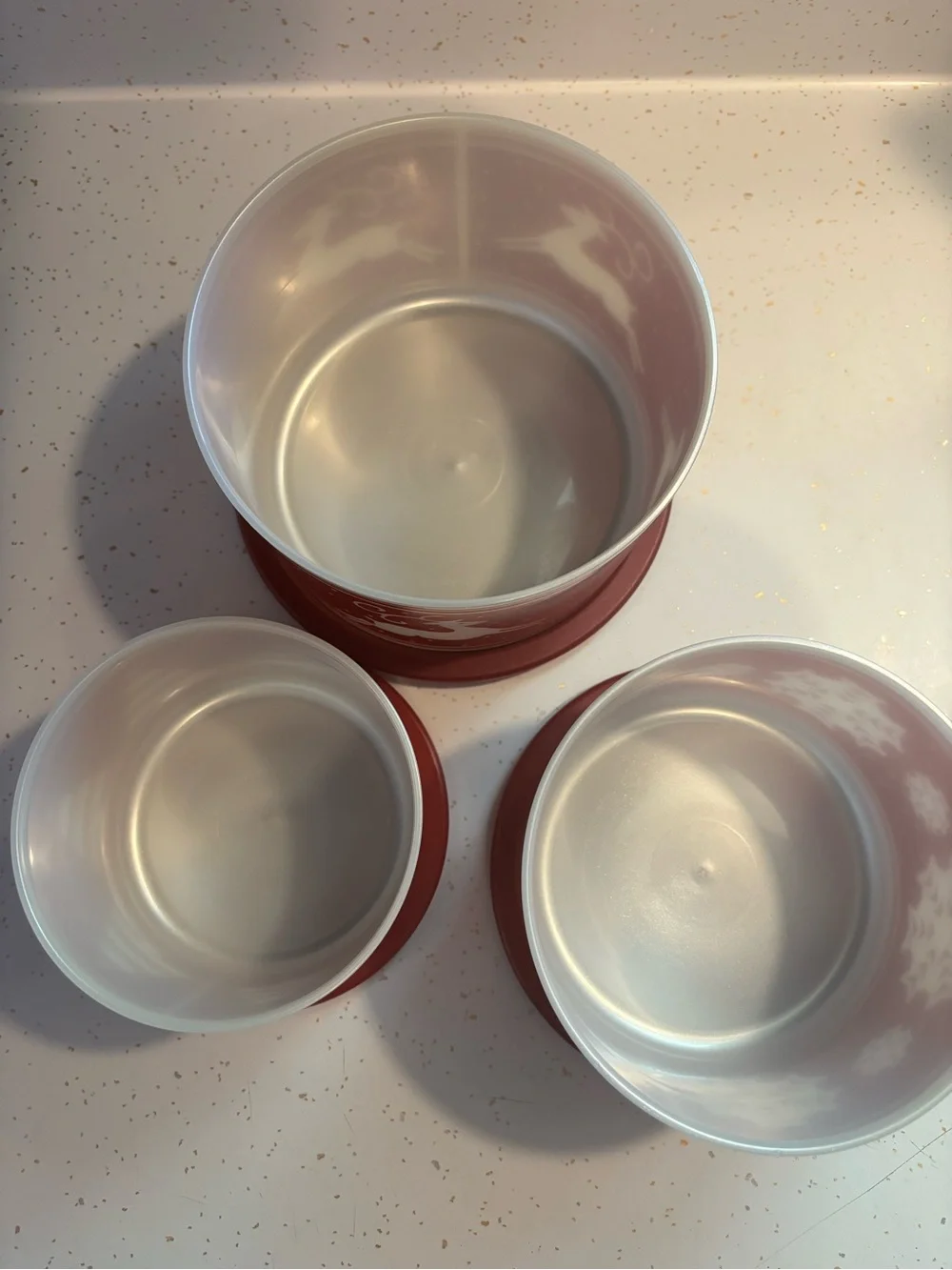 Tupperware Christmas Holiday Stacking Canisters Set of 3 Red Vintage Style